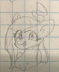 Size: 1519x1873 | Tagged: safe, artist:metaruscarlet, pinkie pie, earth pony, pony, g4, graph paper, hat, pinkamena diane pie, smiling, solo, traditional art