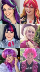 Size: 1288x2289 | Tagged: safe, artist:maddymoiselle, artist:sarahndipity cosplay, applejack, scootaloo, starlight glimmer, sunset shimmer, sweetie belle, twilight sparkle, human, equestria girls, g4, babscon 2019, clothes, cosplay, costume, everfree northwest 2019, irl, irl human, photo