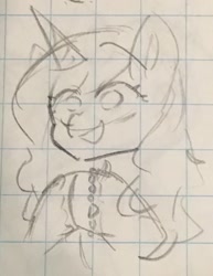 Size: 918x1189 | Tagged: safe, artist:metaruscarlet, izzy moonbow, pony, unicorn, g5, female, graph paper, sketch, smiling, solo, traditional art