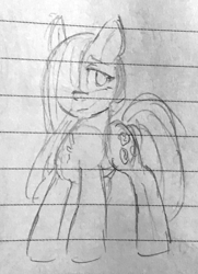 Size: 778x1075 | Tagged: safe, artist:metaruscarlet, marble pie, earth pony, pony, g4, female, lined paper, sketch, solo, traditional art