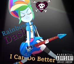 Size: 1235x1072 | Tagged: safe, edit, edited screencap, screencap, rainbow dash, human, equestria girls, g4, my little pony equestria girls: rainbow rocks, album, album cover, avril lavigne, clothes, lip sync, musical instrument, rock, shorts, single, youtube link