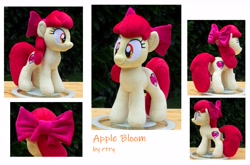 Size: 5512x3648 | Tagged: safe, artist:rtry, apple bloom, earth pony, pony, female, filly, foal, irl, photo, plushie, simple background, smiling, solo, white background