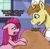 Size: 2098x2048 | Tagged: safe, artist:phutashi, donut joe, pinkie pie, earth pony, pony, unicorn, g4, atg 2022, dialogue, duo, female, floppy ears, high res, male, mare, newbie artist training grounds, pinkamena diane pie, stallion