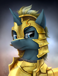 Size: 1300x1681 | Tagged: safe, artist:magfen, oc, oc only, pony, unicorn, armor, male, royal guard, solo, stallion