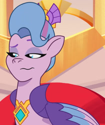 Size: 1609x1920 | Tagged: safe, screencap, queen haven, pegasus, pony, g5, my little pony: tell your tale, one trick pony (episode), spoiler:g5, spoiler:my little pony: tell your tale, spoiler:tyts01e20, cropped, crown, female, jewelry, mare, regalia, solo, wavy mouth