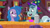Size: 3410x1920 | Tagged: safe, screencap, alphabittle blossomforth, izzy moonbow, rufus, earth pony, pony, unicorn, g5, my little pony: tell your tale, one trick pony (episode), spoiler:g5, spoiler:my little pony: tell your tale, spoiler:tyts01e20, cocktail shaker, crystal tea room, duo, duo focus, female, grin, hat, high res, male, mare, offscreen character, one eye closed, open mouth, open smile, smiling, stallion, top hat, wink, youtube link