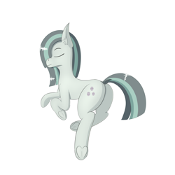 Size: 2000x2000 | Tagged: safe, artist:drakang, marble pie, earth pony, pony, g4, abstract background, butt, eyes closed, female, high res, mare, plot, relaxing, simple background, solo, white background