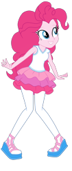 Size: 1428x3391 | Tagged: safe, artist:gmaplay, pinkie pie, human, equestria girls, g4, clothes, female, pantyhose, rah rah skirt, shoes, simple background, skirt, sleeveless, smiling, solo, tank top, transparent background