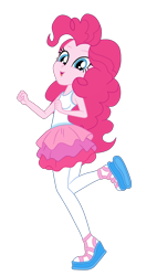Size: 1900x3345 | Tagged: safe, artist:gmaplay, pinkie pie, human, equestria girls, g4, my little pony equestria girls: better together, super squad goals, clothes, open mouth, pantyhose, rah rah skirt, shoes, simple background, skirt, sleeveless, solo, tank top, transparent background
