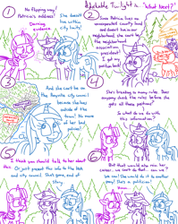 Size: 4779x6013 | Tagged: safe, artist:adorkabletwilightandfriends, amethyst star, minuette, sparkler, twilight sparkle, oc, oc:patricia, alicorn, pony, unicorn, comic:adorkable twilight and friends, g4, adorkable, adorkable twilight, card, comic, cute, dork, dream, female, floppy ears, glowing, glowing horn, government, happy, horn, levitation, magic, magic aura, map, mare, note, ponyville, revenge, sad, second thoughts, telekinesis, thought bubble, twilight sparkle (alicorn), upset