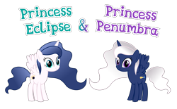 Size: 5698x3538 | Tagged: source needed, safe, anonymous artist, oc, oc only, oc:princess eclipse, oc:princess penumbra, alicorn, pony, fanfic:cat's cradle, g4, absurd resolution, alicorn oc, commission, family, female, horn, mare, name, offspring, parent:oc:prince nova sparkle, parent:princess luna, parents:canon x oc, shakespearicles, siblings, simple background, sisters, symbol, text, transparent background, twins, wings
