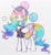 Size: 650x701 | Tagged: dead source, safe, artist:一般路过恋猹, alicorn, pony, clothes, crossover, female, globe, hat, hecatia lapislazuli, mare, ponified, shirt, skirt, touhou