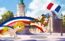 Size: 1920x1221 | Tagged: safe, artist:diamant-as, oc, pony, unicorn, 14 juillet, flag, france, french national day, levitation, magic, nation ponies, ponified, telekinesis