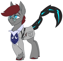 Size: 2968x2880 | Tagged: safe, artist:brainiac, oc, oc:doctor scorp, bat pony, fallout equestria, fallout equestria:all things unequal (pathfinder), hidden wings, high res, male, robo scorpion tail, simple background, solo, stallion, transparent background