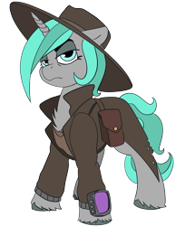 Size: 2392x2928 | Tagged: safe, artist:brainiac, oc, oc:casey, pony, unicorn, fallout equestria, fallout equestria:all things unequal (pathfinder), female, gunslinger, high res, mare, simple background, solo, transparent background