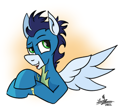 Size: 1030x922 | Tagged: safe, artist:whirlwindflux, soarin', pegasus, pony, g4, clothes, male, solo, stallion, uniform, wonderbolts, wonderbolts uniform