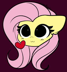 Size: 2824x3044 | Tagged: safe, artist:kittyrosie, fluttershy, pegasus, pony, g4, :3, cute, daaaaaaaaaaaw, female, heart, high res, looking at you, mare, maroon background, shyabetes, simple background, solo