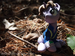 Size: 4032x3024 | Tagged: safe, artist:dustysculptures, oc, oc:littlepip, pony, unicorn, fallout equestria, craft, pouting, sculpture, sitting, solo