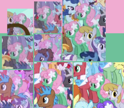 Size: 1548x1344 | Tagged: safe, screencap, classy clover, cobalt (g4), dark moon, flank sinatra, graceful falls, graphite, midnight stone, mint swirl, night light, night lily, north star, parasol, pipe down, serene waves, twilight velvet, wilma, earth pony, pony, a canterlot wedding, g4, background pony, clothes, cropped, crowd, dress, female, flower, flower in hair, mare, solo focus