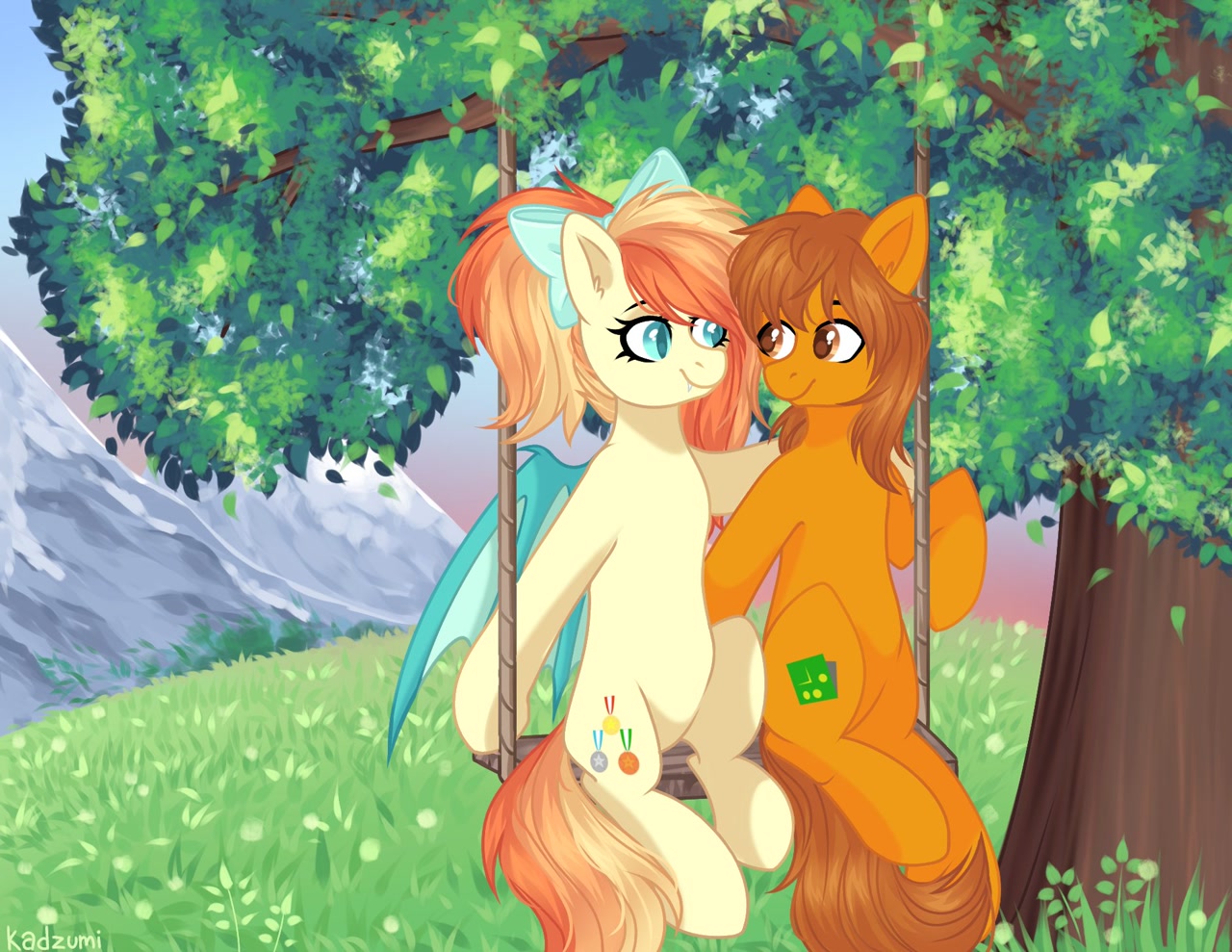 oc, oc:sunshine drift, oc:zip circuit, bat <b>pony</b>, earth <b>pony</b>, <b>pony</b>, arm arou...