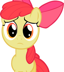 Size: 2000x2275 | Tagged: safe, artist:echoes111, apple bloom, earth pony, pony, g4, the cutie pox, adorabloom, apple bloom's bow, bow, cute, female, filly, foal, frown, hair bow, high res, looking at you, sad, sadorable, simple background, solo, transparent background, vector