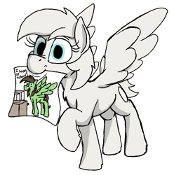 Size: 976x984 | Tagged: safe, artist:thebathwaterhero, oc, oc only, oc:cold file, oc:lavender, pegasus, pony, 4chan, female, filly, foal, mouth hold, pegasus oc, raised hoof, simple background, transparent background