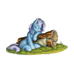 Size: 1000x1000 | Tagged: safe, artist:da-exile, minuette, pony, g4, book, log, simple background, solo, white background