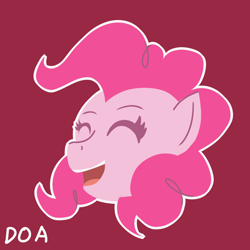 Size: 4092x4092 | Tagged: safe, artist:doaart, pinkie pie, g4, bust, eyes closed, happy, head only, open mouth, outline, pink background, portrait, simple background, solo, white outline