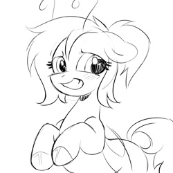 Size: 2000x2000 | Tagged: safe, artist:horseyuris, oc, oc only, oc:moon valley, pony, antennae, blushing, high res, nervous, nervous smile, open mouth, open smile, smiling, solo