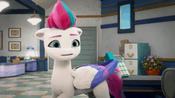 Size: 600x338 | Tagged: safe, screencap, zipp storm, pegasus, pony, g5, my little pony: make your mark, my little pony: make your mark chapter 1, spoiler:my little pony: make your mark, animated, cute, female, gif, i watch it for the ears, mare, office, phone, solo