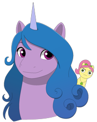 Size: 977x1227 | Tagged: safe, artist:fantasygerard2000, izzy moonbow, posey bloom, earth pony, pony, unicorn, g5, angry, bow, duo, duo female, female, glare, hair bow, horn, jewelry, looking at you, mare, necklace, ponytail, posey bloom is not amused, simple background, transparent background, unamused