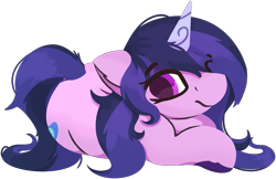 Size: 1791x1162 | Tagged: safe, artist:rhythmpixel, izzy moonbow, pony, unicorn, g5, female, goth, goth izzy, lineless, looking at you, lying down, mare, simple background, solo, transparent background