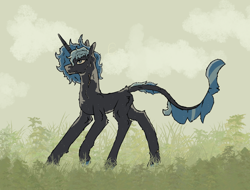 Size: 4096x3112 | Tagged: safe, artist:hrabiadeblacksky, oc, oc:hrabia de black sky, bat pony, hybrid, pony, unicorn, blue eyes, male, solo, stallion