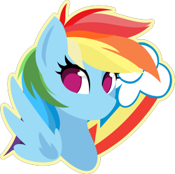 Size: 4020x4000 | Tagged: safe, artist:up1ter, rainbow dash, pegasus, pony, bust, cutie mark background, female, lineless, outline, portrait, simple background, solo, transparent background