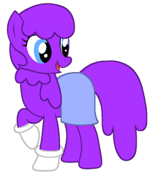 Size: 868x921 | Tagged: safe, artist:rainysweet, oc, oc:amelia janes, earth pony, pony, g4, ameliabetes, blue eyes, blue skirt, clothes, cute, earth pony oc, female, gloves, mare, open mouth, open smile, purple hair, purple mane, purple tail, raised hoof, raised leg, simple background, skirt, smiling, solo, sweater, tail, transparent background