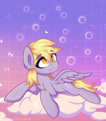 Size: 3500x4000 | Tagged: safe, artist:stravy_vox, derpy hooves, pegasus, pony, g4, bubble, cloud, female, mare, smiling, solo