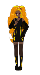 Size: 4032x7560 | Tagged: safe, artist:idkhesoff, derpibooru exclusive, adagio dazzle, human, g4, boots, bracelet, choker, clothes, dark skin, dress, ear piercing, earring, eyebrow piercing, female, high heel boots, humanized, jewelry, nose piercing, nose ring, piercing, ring, see-through, shoes, simple background, solo, spiked choker, stockings, tattoo, thigh highs, transparent background