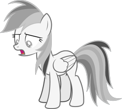 Size: 2436x2176 | Tagged: safe, artist:josephlu2021, oc, oc only, oc:gray awesome dash, pegasus, pony, anxious, female, folded wings, high res, mare, open mouth, pegasus oc, pony oc, simple background, solo, transparent background, wings, worried