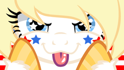 Size: 1264x720 | Tagged: safe, oc, oc only, oc:star spangle, pony, :p, hooves, nation ponies, ponified, solo, starry eyes, tongue out, wingding eyes