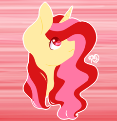 Size: 466x485 | Tagged: safe, artist:prettyshinegp, oc, oc only, pony, unicorn, abstract background, bust, female, mare, signature, solo