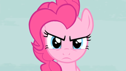 Size: 1918x1080 | Tagged: safe, screencap, pinkie pie, earth pony, pony, g4, season 5, the cutie map, female, frown, looking at you, mare, narrowed eyes, pinkie pie is not amused, reaction image, solo, unamused