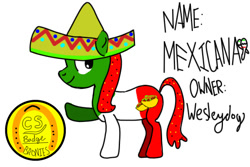 Size: 600x400 | Tagged: artist needed, safe, oc, oc only, pony, hat, mexico, nation ponies, ponified, simple background, solo, white background