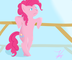Size: 6000x5000 | Tagged: safe, artist:reinbou, pinkie pie, earth pony, pony, g4, absurd resolution, female, frown, mare, signature, simple background, solo, thinking