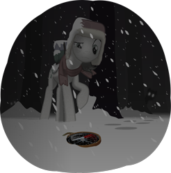Size: 1761x1788 | Tagged: safe, artist:equestriaexploration, lucky breaks, pony, atg 2022, compass, hat, newbie artist training grounds, simple background, snow, snowfall, solo, transparent background