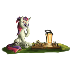 Size: 1000x1000 | Tagged: safe, artist:da-exile, moondancer, pony, g4, chess, lantern, simple background, solo, white background