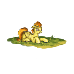 Size: 1000x1000 | Tagged: safe, artist:da-exile, spitfire, pony, g4, lying down, prone, simple background, solo, white background