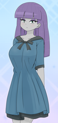 Size: 1183x2501 | Tagged: safe, alternate version, artist:batipin, maud pie, human, equestria girls, g4, arm behind back, bow, breasts, busty maud pie, curvy, female, hourglass figure, looking at you, solo