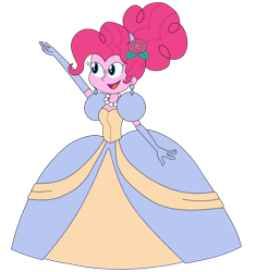 Size: 1024x1091 | Tagged: safe, artist:rarity525, pinkie pie, human, equestria girls, g4, cinderella, clothes, dress, evening gloves, gloves, gown, jetlag productions, long gloves, poofy shoulders, simple background, solo, transparent background