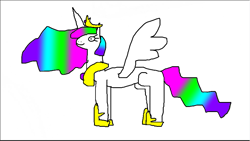 Size: 843x477 | Tagged: safe, princess celestia, alicorn, pony, g4, 1000 hours in ms paint, crown, crystal, hoof shoes, necklace, simple background, slideshow, solo, transformation, transformation sequence, white background