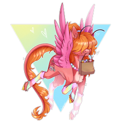 Size: 2108x2133 | Tagged: safe, artist:honeybbear, oc, oc only, oc:sweet order, pegasus, pony, bag, candy, clothes, female, food, high res, mare, mouth hold, rainbow socks, simple background, socks, solo, striped socks, transparent background